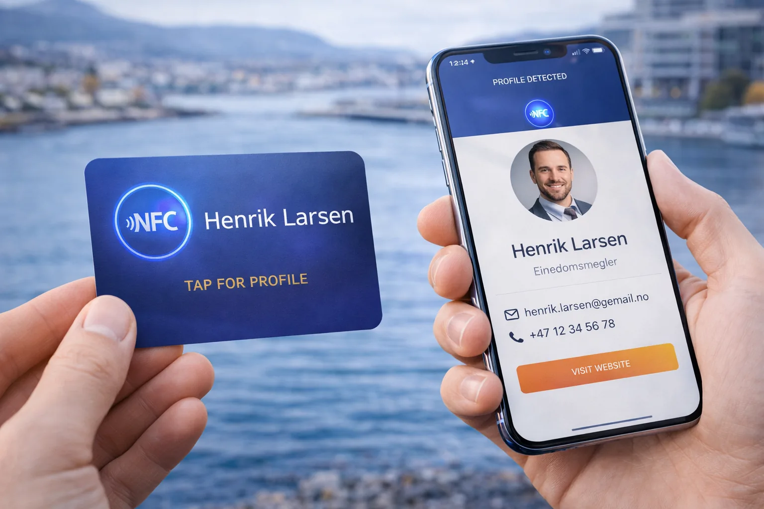 NFC-kort som åpner digital profil på telefonen